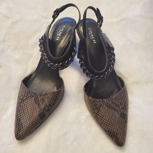 Coach snakeskin and chain kitten heels 9.5